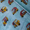 Pure Cotton Bluish Grey With Rickshaw Hand Block Print Fabric