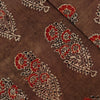 Pure Cotton Brown Ajrak With Beautiful Flower Plant Hand Block Print Fabric