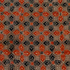 Pure Cotton Brown Ajrak With Four Petal Flower Hand Block Print Blouse Fabric ( 1 meter )