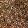 Pure Cotton Brown Ajrak With Rust And Black Flower Shrub Motif Hand Block Print Fabric