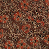 Pure Cotton Brown Ajrak With Small Wild Flower Jaal Hand Block Print Fabric