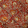 Pure Cotton Brown Maroon With Orange And Beige Flower Jaal Hand Block Print Fabric