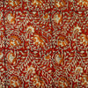 Pure Cotton Brown Maroon With Orange And Beige Flower Jaal Hand Block Print Fabric