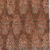 Pre-Cut 90 CM Pure Cotton Brown With Big Intricate Floral Motif Hand Block Print Fabric