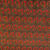 Pure Cotton Brown With Red Flower Plant Screen Print Fabric