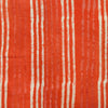 pure cotton carrot carrot peach dabu with triple cream and light orange stripes hand block print fabric