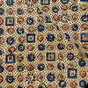 Pure Cotton Cream Ajrak With Black Rust And Blue Tile Hand Block Print Fabric