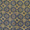 Pure Cotton Cream Ajrak With Blue Stars Persian Tiles Hand Block Print Blouse Fabric ( 80 Cm )