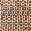 Pure Cotton Cream Ajrak With Madder Blue Hexa Star Tile Hand Block Print Fabric