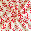Pure Cotton Cream Akola Dabu With Red Plant Hand Block Print Fabric