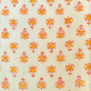 Pure Cotton Cream Akola Dabu With Yellow Pink Motif Hand Block Print Fabric