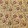 Pure Cotton Cream Kalamkari With Maroon Flower Jaal Hand Block Print Fabric