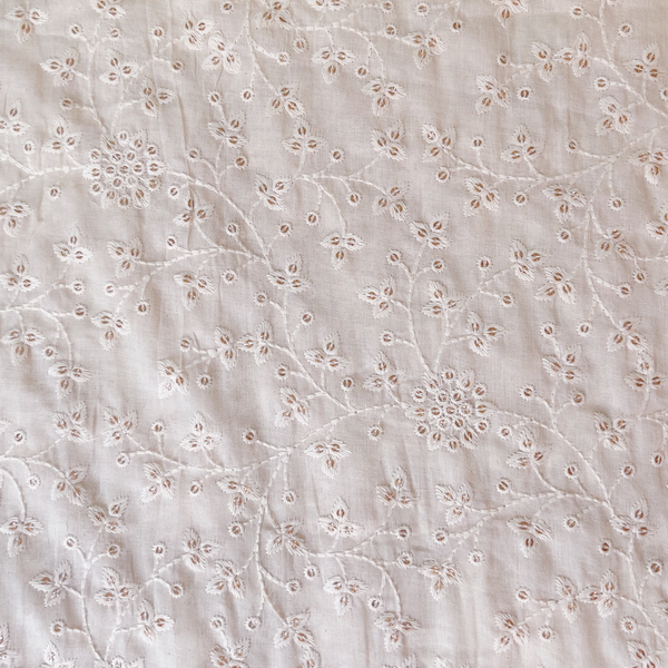 Pure Cotton Cream With Beautiful Flower Jaal Embroidered Blouse Fabric (0.80 Cm)