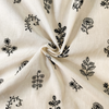 Pure Cotton Cream With Black Assorted Plants Embroidered Fabric