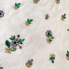 Pure Cotton Cream With Grey Scattered Flowers Embroidered Fabric