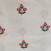 Pure Cotton Cream With Grey Yellow Pink Plant Embroiedered Fabric