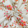 Pure Cotton Cream With Pink And Orange Flower Jaal Embroidered Blouse Fabric (1 meter)