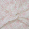 Blouse Piece 1.30 meter Pure Cotton Cream With Pink Floral  Embroidery Fabric