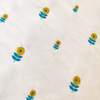 Pure Cotton Cream With Tiny Blue Yellow Flower Embroiedered Fabric