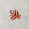 Pure Cotton Cream With Tiny Green Mustard And Magenta Plant Embroiedered Fabric