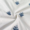 Pure Cotton Cream With Tiny Light And Dark Blue Plant Embroiedered Fabric