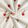 Pure Cotton Cream With Tiny Red Yellow Flower Embroiedered Fabric