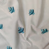 Pure Cotton Cream With Tiny Shades Of Blue Plant Embroiedered Fabric