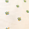 Pure Cotton Cream With Tiny Yellow Blue Plant Embroiedered Fabric