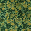 Pure Cotton Dabu Ajrak Green With Mustard Green Wild Flower Jaal Hand Block Print Fabric