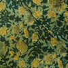 Pure Cotton Dabu Ajrak Green With Mustard Green Wild Flower Jaal Hand Block Print Fabric