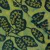 Pure Cotton Dabu AjrakYellowish Green With Leaf Jaal Hand Block Print Fabric