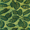 Pure Cotton Dabu AjrakYellowish Green With Leaf Jaal Hand Block Print Fabric