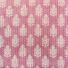 Pure Cotton Dabu Baby Pink Multi Colour Thread Kaatha With Cream Motifs Hand Block Print Fabric