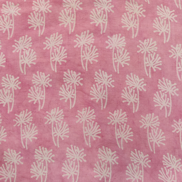 Blouse Piece 0.95 meter Pure Cotton Dabu Baby Pink With Dual Flowers Hand Block Print Fabric