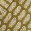 Pure Cotton Dabu Bagru Mehendi Green With Kairi Motifs Hand Block Print Fabric