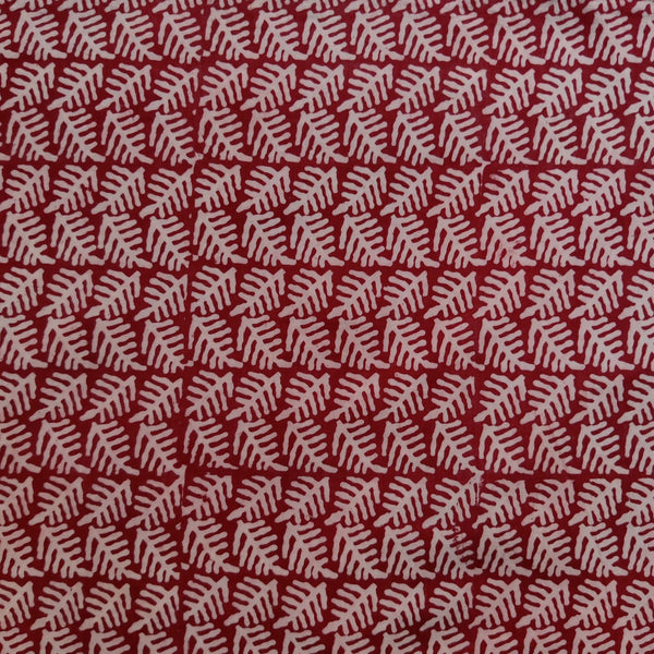 Pure Cotton Dabu Bagru Rust With Leaves Hand Block Print Fabric