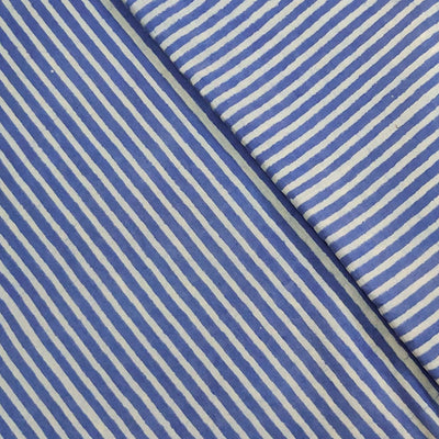 Pure Cotton Dabu Blue Lines Hand Block Print Fabric