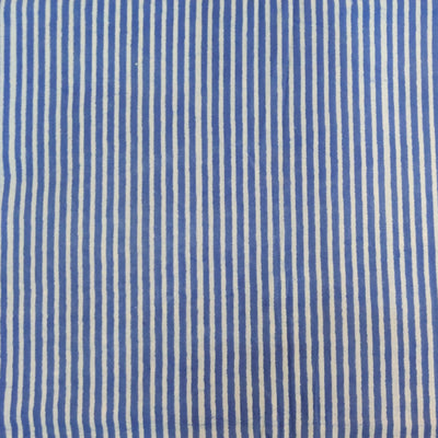 Pure Cotton Dabu Blue Lines Hand Block Print Fabric