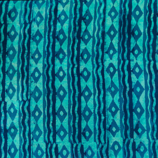Pure Cotton Dabu Blue With Tribal Stripes Hand Woven Fabric