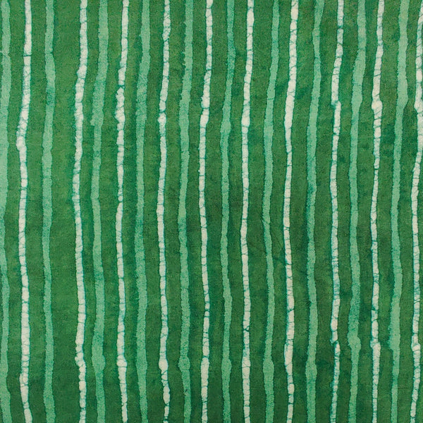 Pure Cotton Dabu Bottle Green With Stripes Hand Block Print Fabric