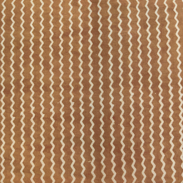 Pure Cotton Dabu Brown Mustard With  Hand Block Print Fabric