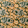 Pure Cotton Dabu Brown Waves With Green Monkeys Hand Block Print Fabric