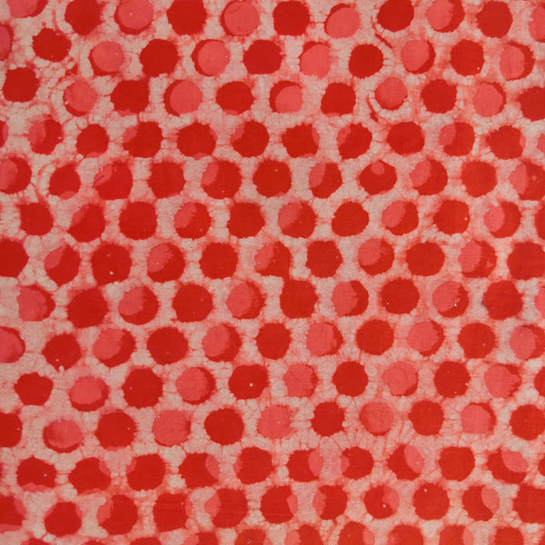 Pure Cotton Dabu Carrot Peach With Polka Hand Block Print Fabric
