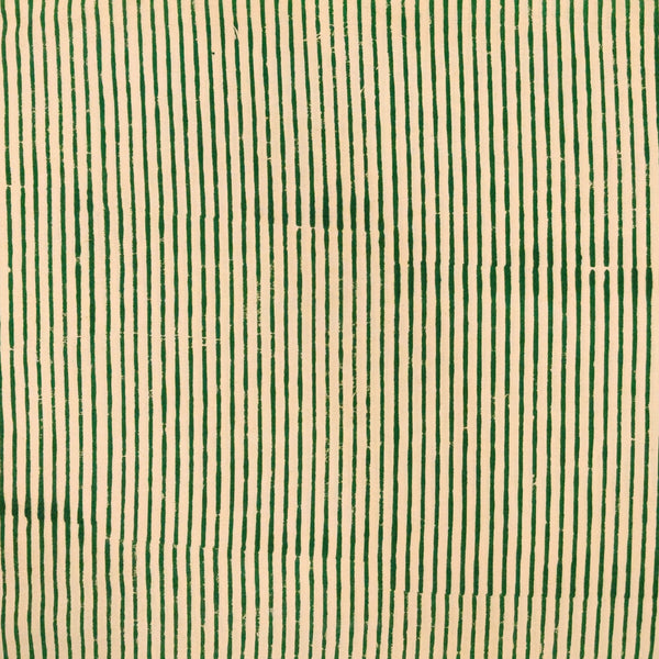 Pure Cotton Dabu Cream And Green Stripes Hand Block Print Blouse Fabric ( 0.80 CM )