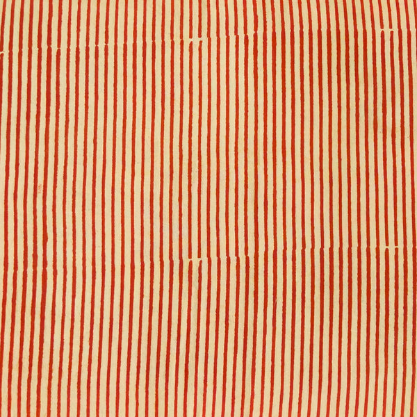 Pure Cotton Dabu Cream And Rust Stripes Hand Block Print Blouse Piece Fabric ( 1.10 meter )