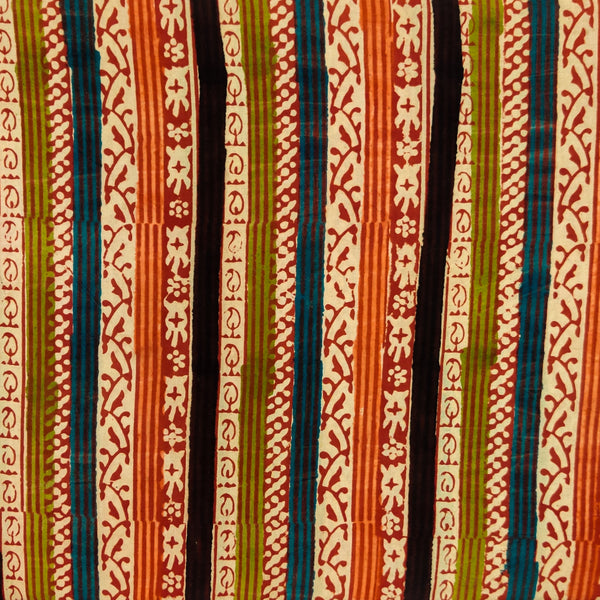 Pure Cotton Dabu Cream With Multicolor Intricate Tribal Stripes