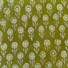 Pure Cotton Dabu Green With Single Flower Motif Hand Block Print Fabric