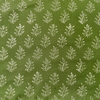 Pure Cotton Dabu Hot Discharge Green With Cream Ferns Hand Block Print Fabric