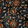 Pure Cotton Dabu Jahota Black With Blue And Rust Lotus Jaal Hand Block Print Fabric
