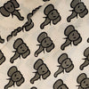 Pure Cotton Dabu Jahota Cream With Grey Baby Elephant Hand Block Print Fabric